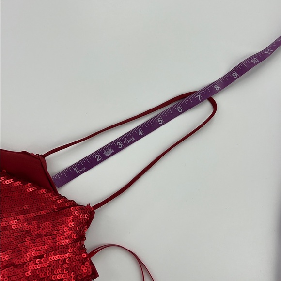 Zara Sequin Spaghetti Strap Red Holiday Mini Dress Blogger Fav festive Party lg - Picture 10 of 10